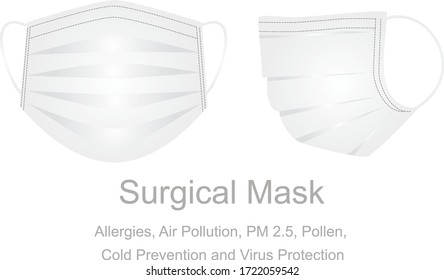 Stay safe with white surgical mask to prevent Allergies, Air Pollution, PM 2.5, Pollen, Cold Prevention and Virus Protection