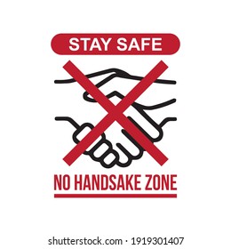 Stay save no handshake zone sign vector illustration