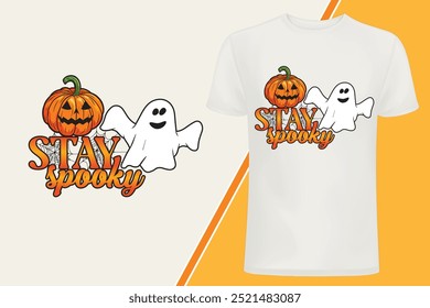 Stay Spooky Cute boo With Pumpkin Happy Halloween Vector Design