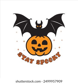 Stay Spooky, Funny Halloween shirt design vector, spooky Halloween, Ghost Tee, Groovy Halloween Clipart, Quotes Halloween Typography T shirt design

