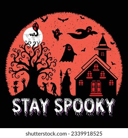 Stay Spooky Halloween T-Shirt Design Vector Graphic SVG