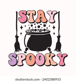 Stay spooky, Retro Halloween Sublimation Illustration for print