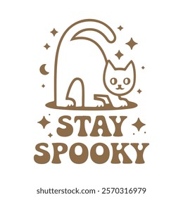 stay spooky t-shirt design and cat spooky vector art