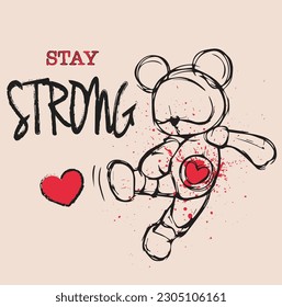 stay strong heart slogan design t shirt