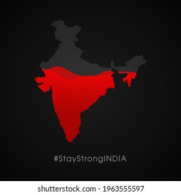 Stay Strong India Against COVID-19. Stay Strong India Hashtag Against Corona Virus. Vector Illustration.