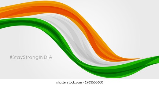 Manténganse fuertes en India contra COVID-19. Manténganse fuertes etiquetas en India contra el virus de la corona. Ilustración vectorial.