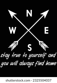 Stay true to yourself and you will always find home vector art design, eps file. design file for t-shirt. SVG, EPS cuttable design file svg