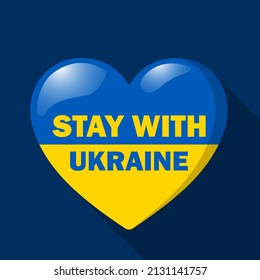 Stay with ukraine heart vector icon illustration with ukraine flag