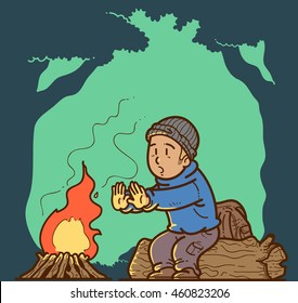 Stay warm with bonfire on camp site