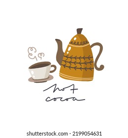 Stay warm. Christmas card. Hand drawn illustration in cartoon style. Cute concept for xmas. Illustration for the design postcard, textiles, apparel, decor