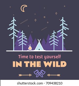 Stay Wild Camping Child ,Hand Drawn t Shirt Print,camping and adventure forest badge logo, emblem logo, label design. Vector illustration,Typographic Design