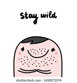 Manténgase en forma salvaje ilustraciones vectoriales dibujadas en dibujos animados hombre estilo cómic con tarjeta de afiches de impresión de barba