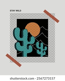 Stay Wild illustration typography vector graphic design  for using all types of mens boys girls ladies tees print design and etc 