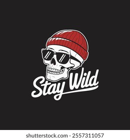 Stay wild skull t shirt design 