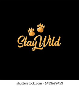 stay wild slogan text isolated on black background. vector retro stay wild print for tee. 