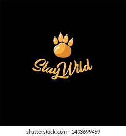 stay wild slogan text isolated on black background. vector retro stay wild print for tee. 