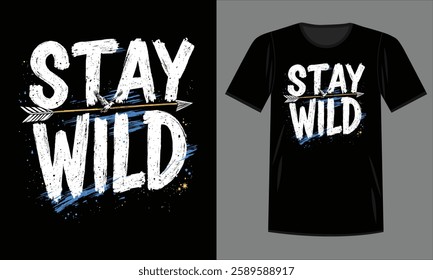 Stay Wild T-Shirt Design with Arrow and Eagle - High Quality Vector