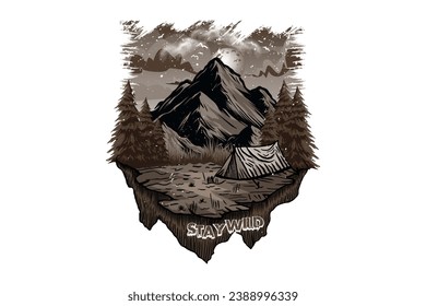 Stay wild vintage t shirt design illustration