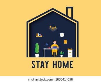 Stay work home concept,Work at home to reduce the risk of pandemic viruses.