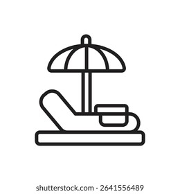 Staycation Beach Chair Outline Icon Vector Illustration