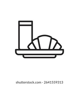 Staycation Breakfast Outline Icon Vector Illustration