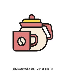 Staycation Coffee Pot Icon Vector Illustration