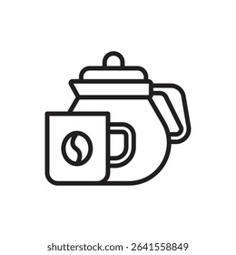 Staycation Coffee Pot Outline Icon Vector Illustration