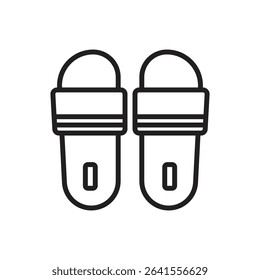 Staycation Slippers Outline Icon Vector Illustration