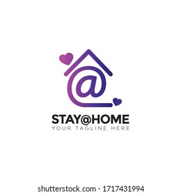 stayhome logo,  with house and symbol vector