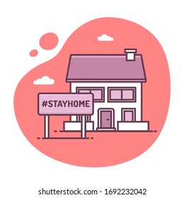 #stayhome, social distancing , corona virus covid-19 prevention concept vector icon illustration