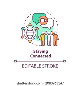 Staying connected concept icon. Things to consider when moving abstract idea thin line illustration. Communicate with family and friends online. Vector isolated outline color drawing. Editable stroke