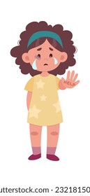 Staying Crying Girl Vector Illustration