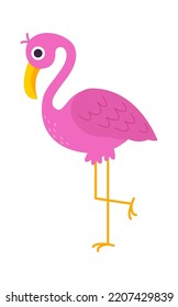 Staying flamingo bird flat illustration