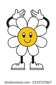 Staying Flower Character Vector Illustration