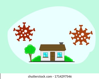 Staying at home to prevent the transmission of the corona virus or covid-19, healthcare concept