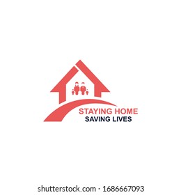 staying home saving home or lock down logo design vector