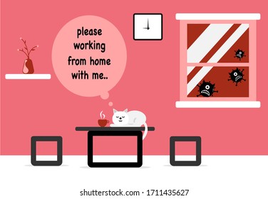 staying at home for self quarantine and physical distancing. Working from home during coronavirus outbreak.