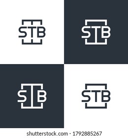 stb initial square logo design. square frame logo vector. shape with dark and white background