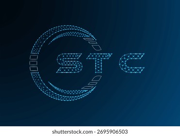 STC baixo design de vetor de logotipo de letra poli. Design de logotipo de poli inferior STC. Logotipo poli baixo.