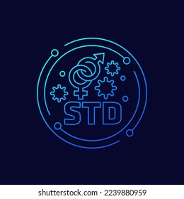 STD, Sexual transmitted disease icon, linear design