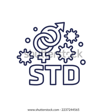 STD, Sexual transmitted disease line icon on white