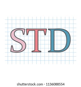 STD (Sexually Transmitted Diseases) written on checkered paper sheet- vector illustration