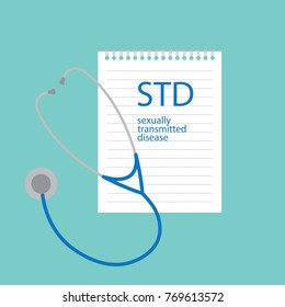 STD Sexually Transmitted Diseases written in notebook- vector illustration