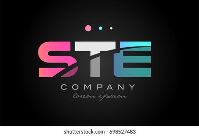 STE s t e three 3 letter logo combination alphabet vector creative company icon design template modern  pink blue white grey