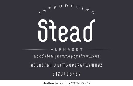 Stead Elegant luxury abstract wedding fashion logo font alphabet. Minimal classic  urban fonts for logo, brand etc. Typography typeface uppercase lowercase and number. vector illustration