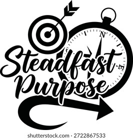 Objetivo de propósito firme Bullseye Arrow Vector Negro Dibujado a mano Tipografía Logotipo Emblema Insignia Icono Silueta Antiguas Retro Éxito gráfico Enfoque