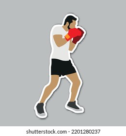 Steady Boxing Pose Martial Art Editable Vector Sticker