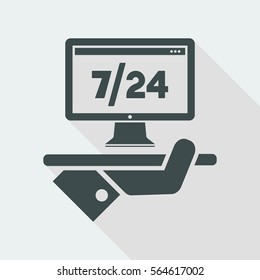 Steady computer services 7/24 - Full time - Vector web icon