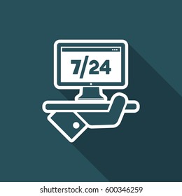Steady computer services 7/24 - Full time - Vector web icon