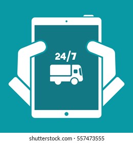 Steady delivery services 24/7 - Vector web icon